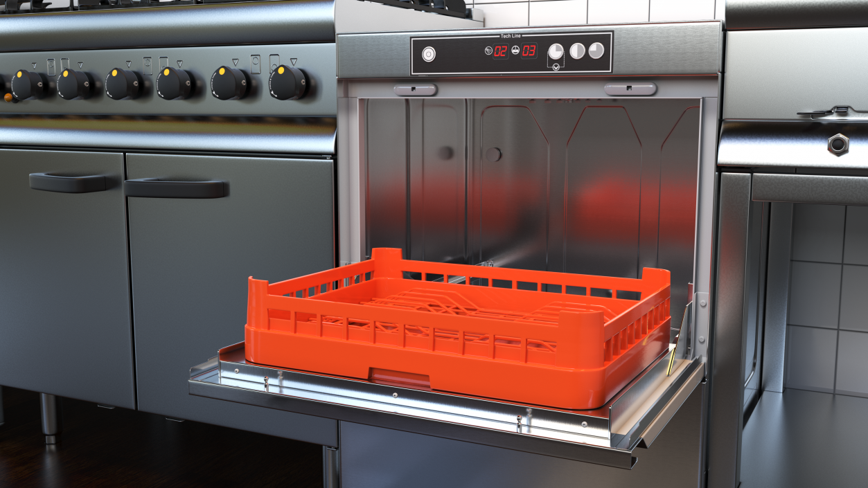 3D Commercial Dishwasher