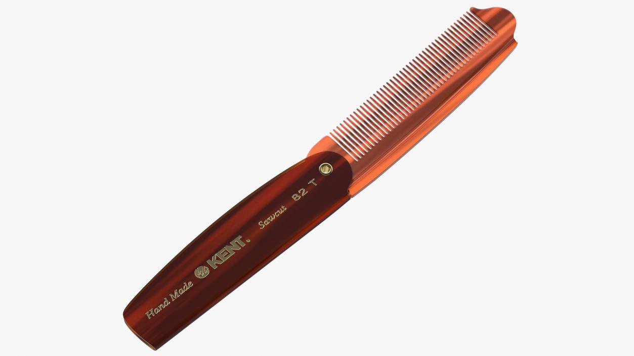 3D model Kent Folding Pocket Comb Brown