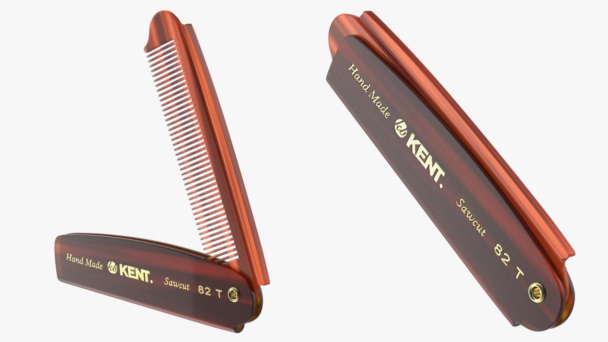 3D model Kent Folding Pocket Comb Brown