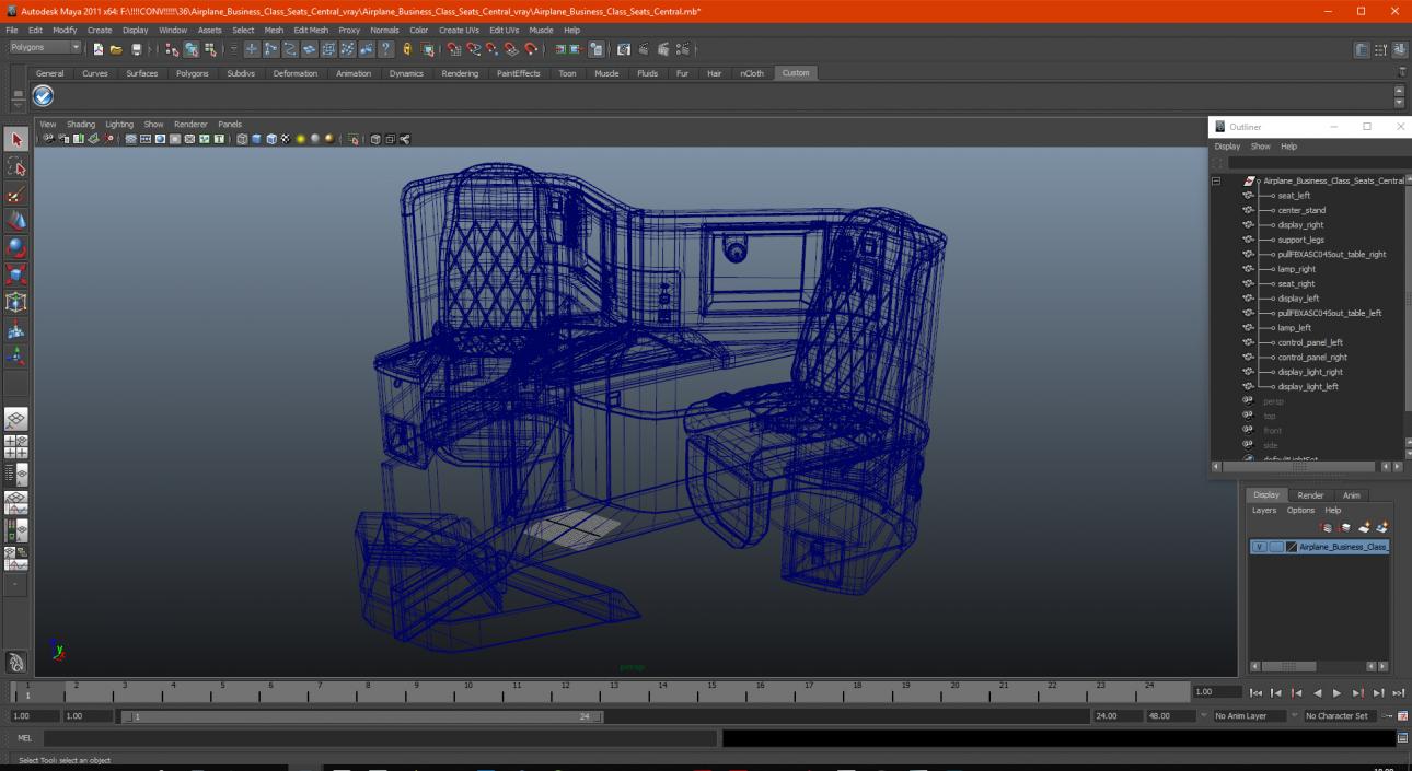 Airplane Business Class Seats Central 3D