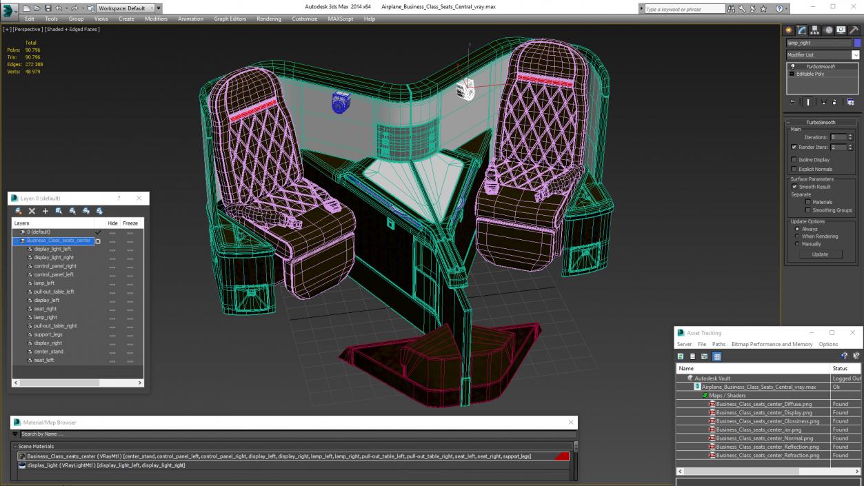 Airplane Business Class Seats Central 3D