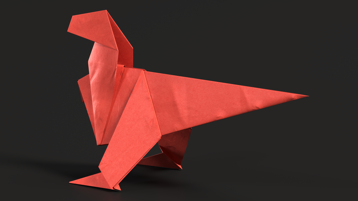 3D model Origami Dinosaur Red