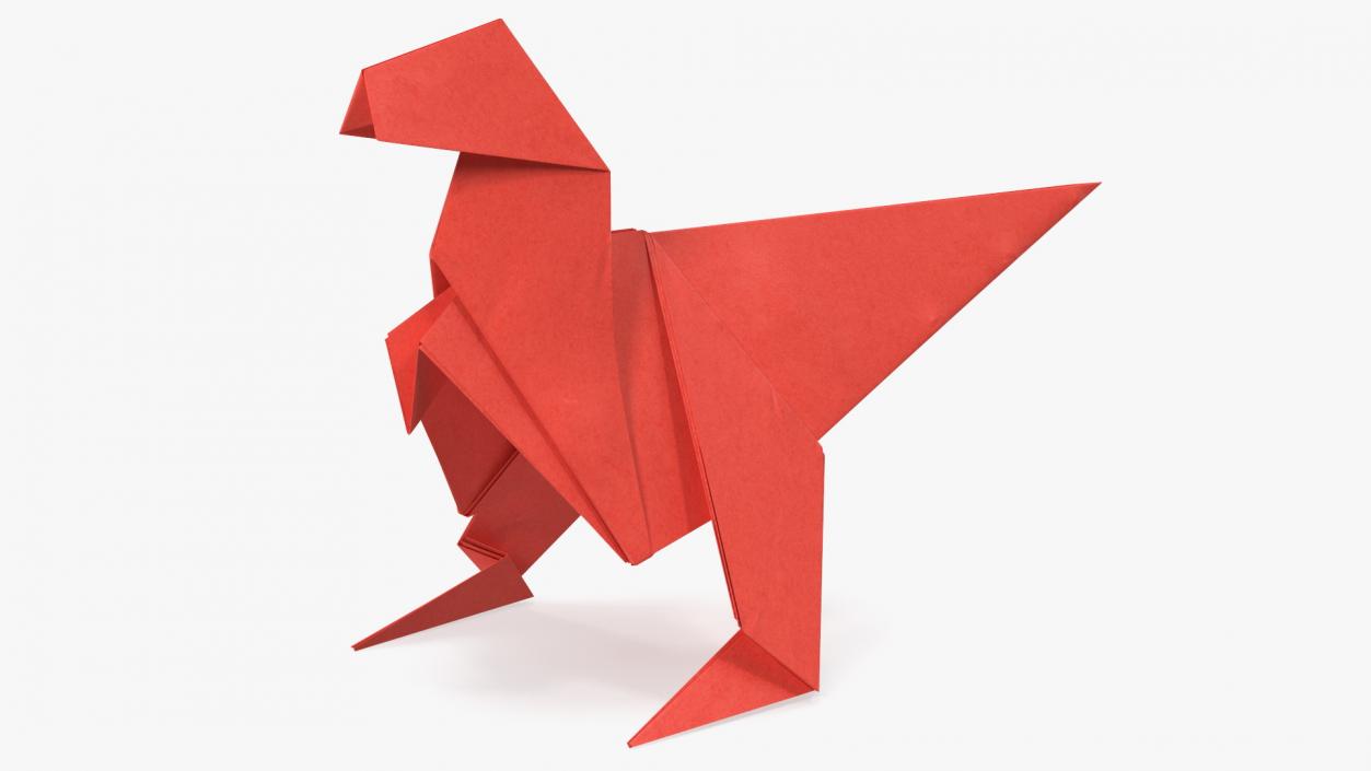 3D model Origami Dinosaur Red