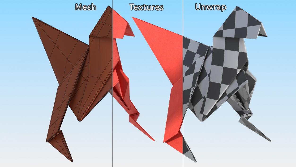 3D model Origami Dinosaur Red