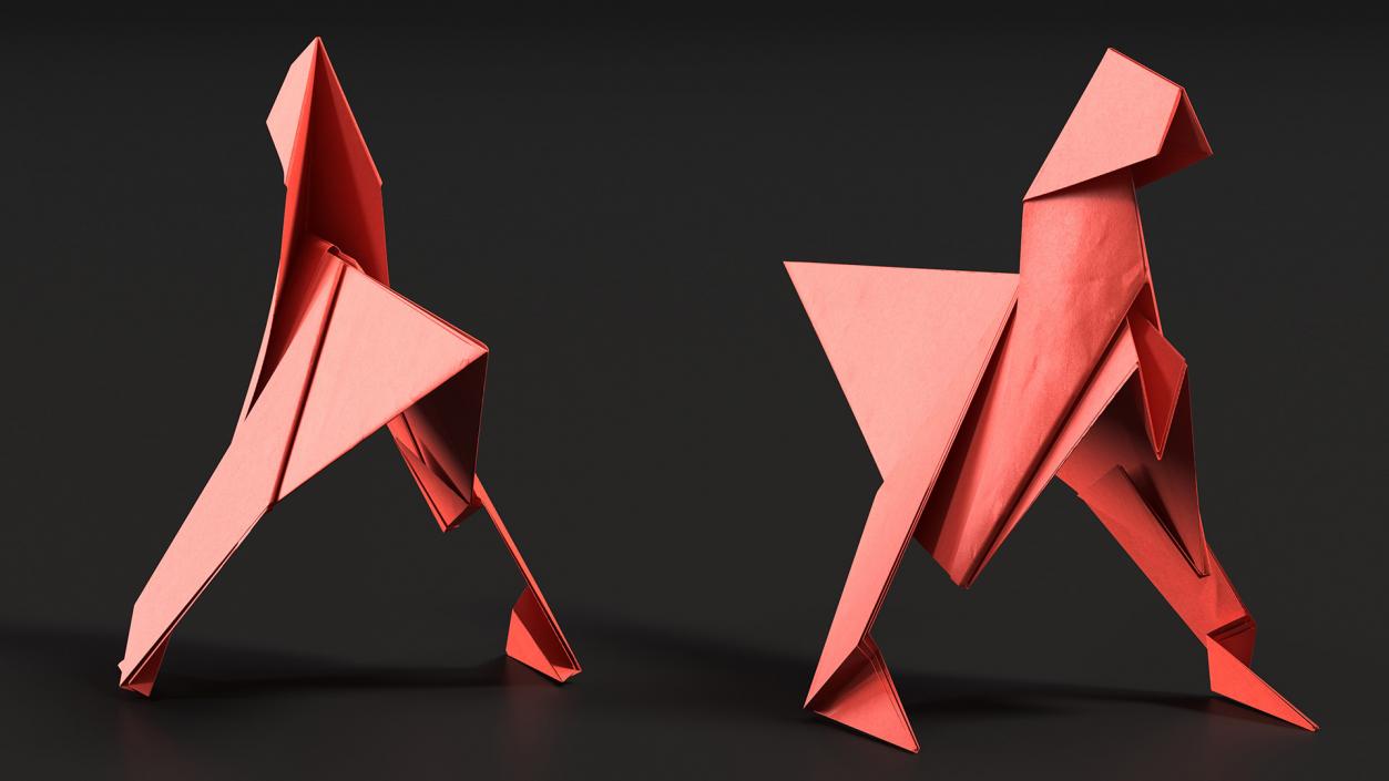 3D model Origami Dinosaur Red