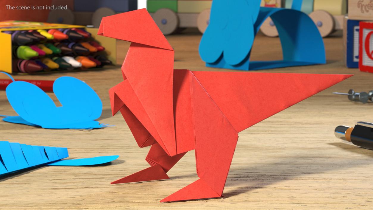 3D model Origami Dinosaur Red