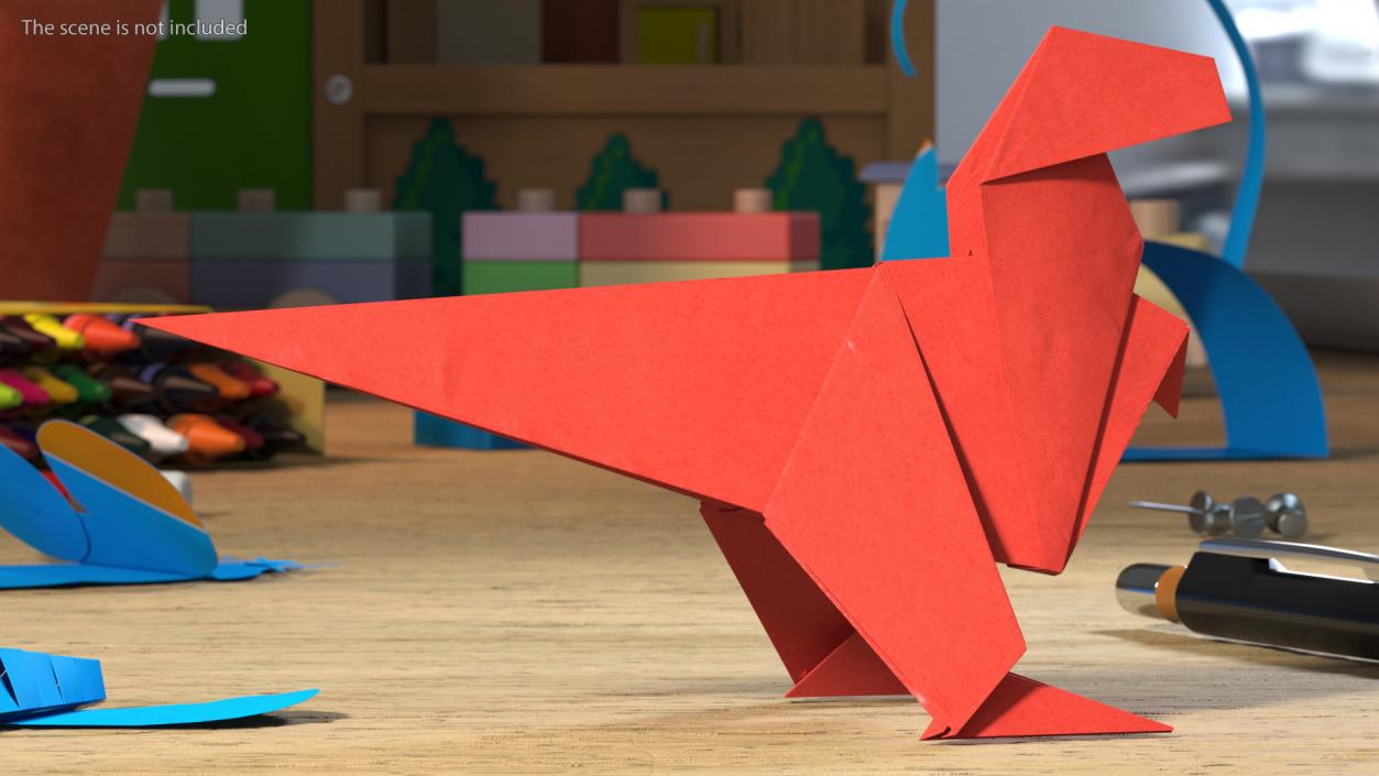 3D model Origami Dinosaur Red