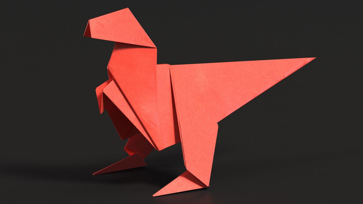 3D model Origami Dinosaur Red