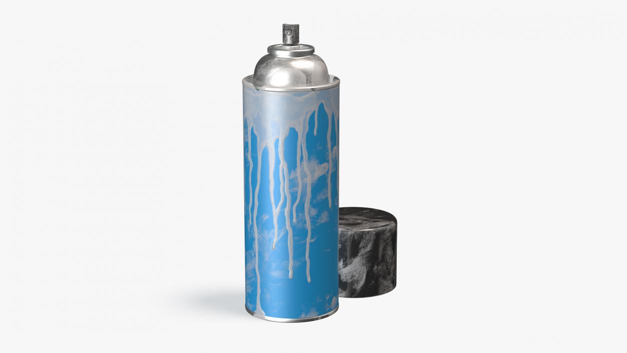 3D Used Cans of Spray Paint Blue 2