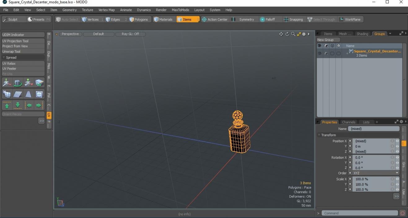 3D Square Crystal Decanter model