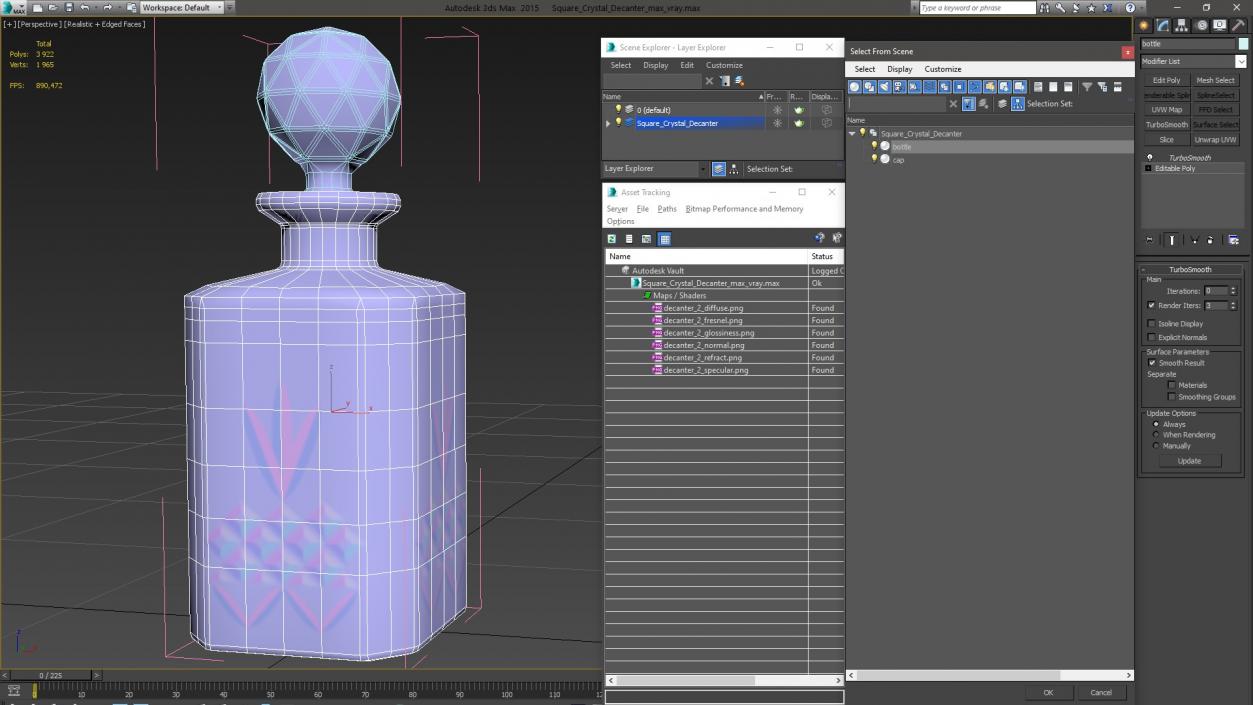 3D Square Crystal Decanter model