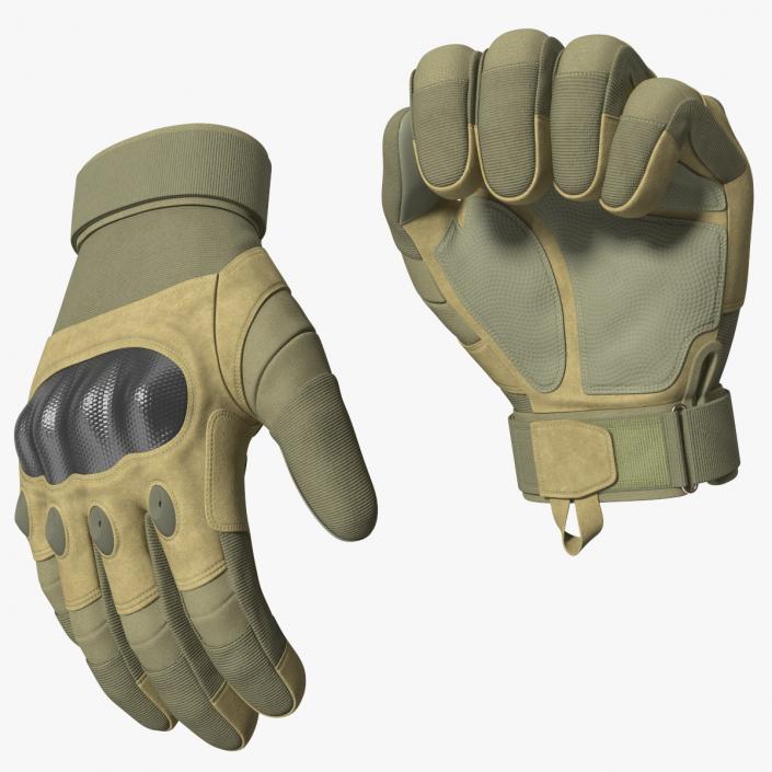 Shockproof Gloves Khaki Rigged for Cinema 4D 3D model