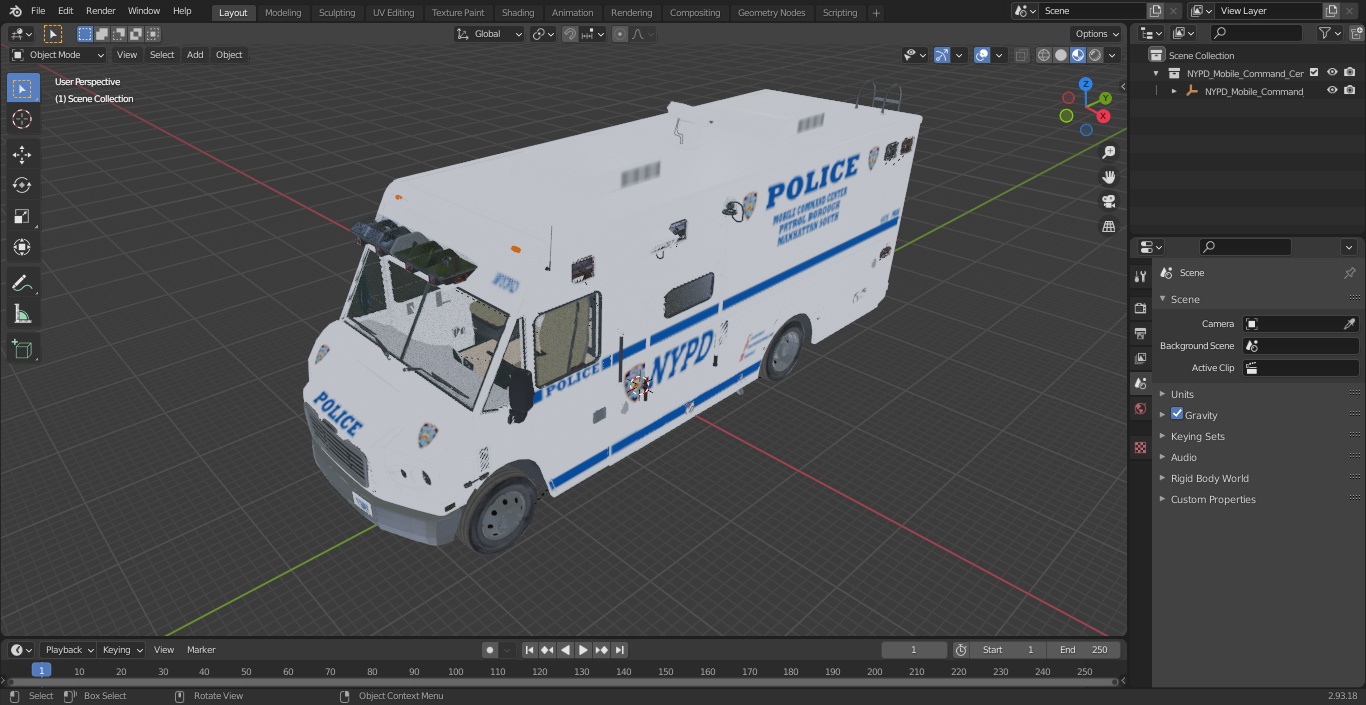 3D NYPD Mobile Command Center Lights On