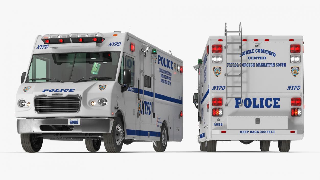 3D NYPD Mobile Command Center Lights On