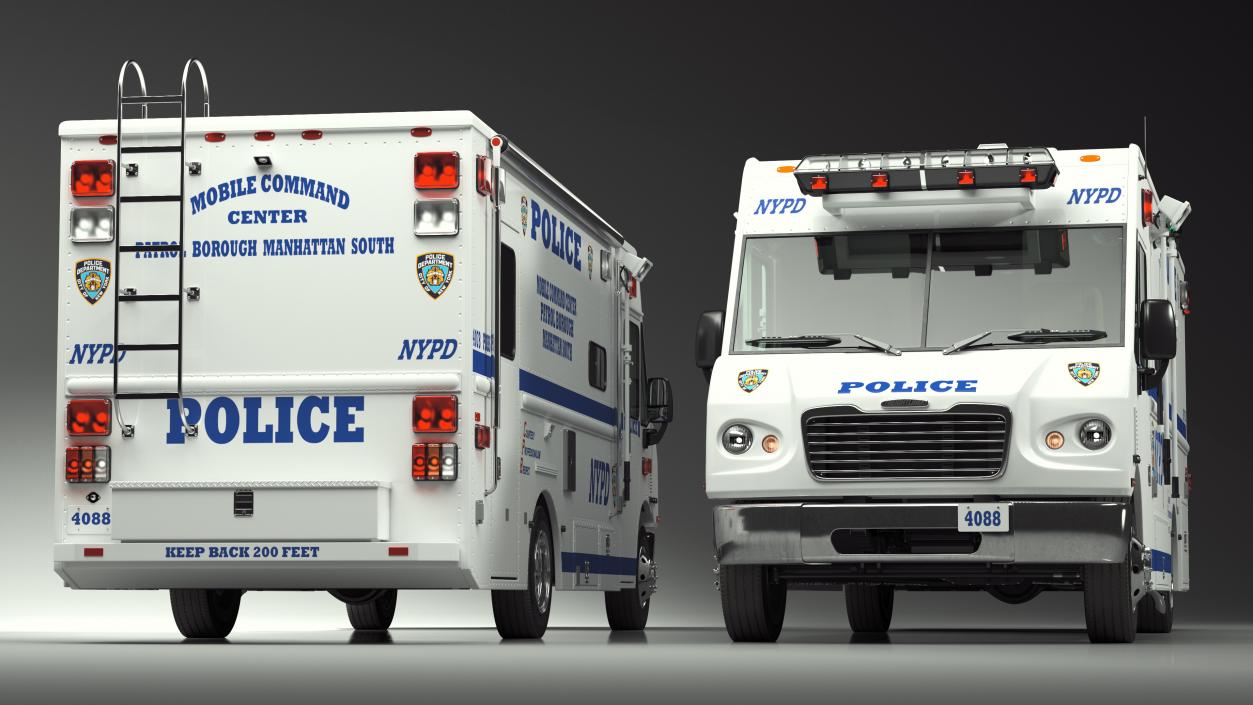 3D NYPD Mobile Command Center Lights On