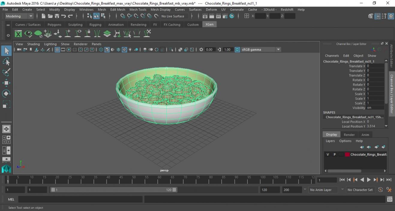 3D model Chocolate Rings Breakfast