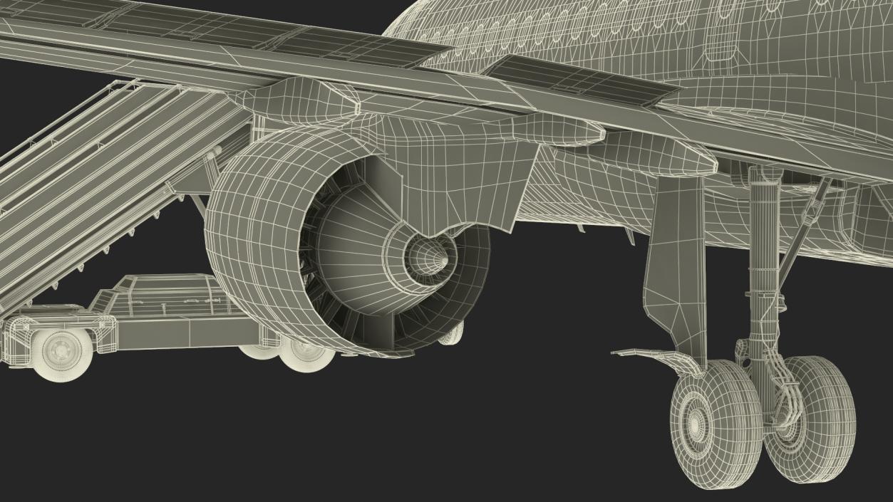 3D Airbus A220 with Passenger Boarding Stairs Car