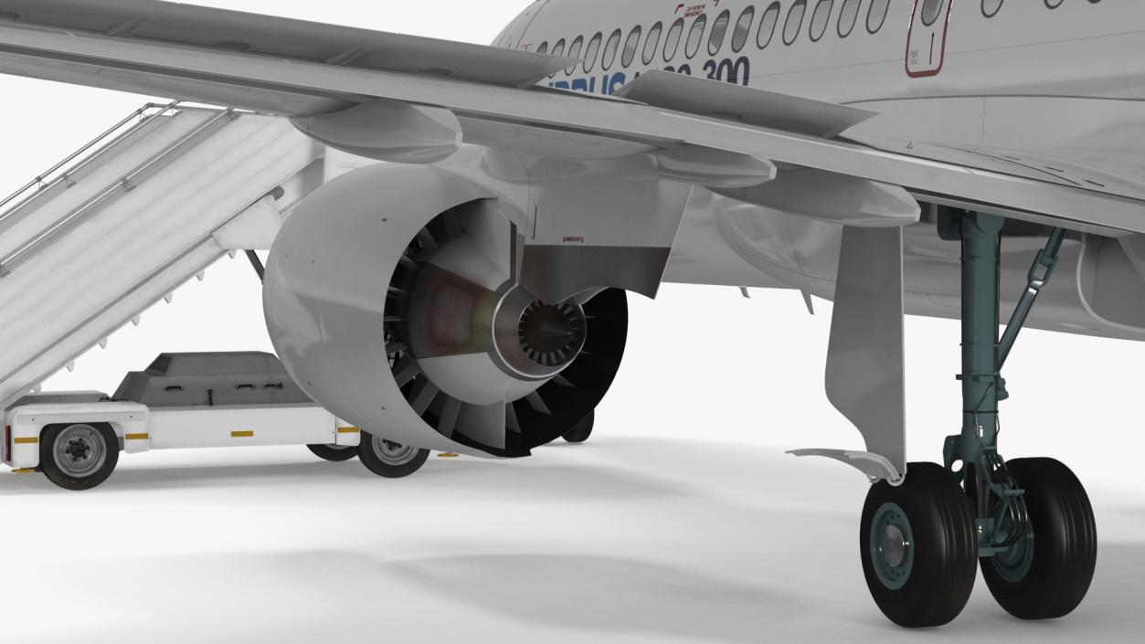 3D Airbus A220 with Passenger Boarding Stairs Car