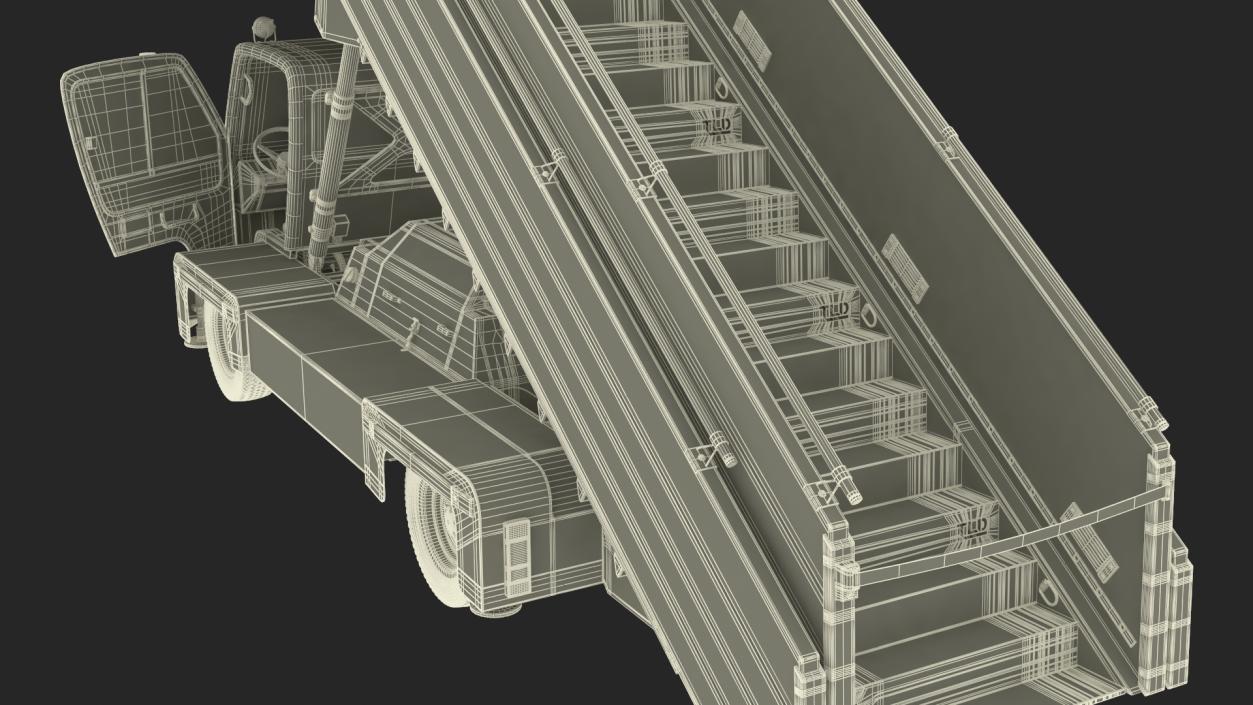 3D Airbus A220 with Passenger Boarding Stairs Car