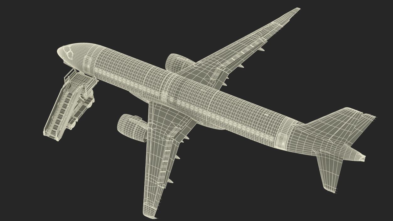 3D Airbus A220 with Passenger Boarding Stairs Car