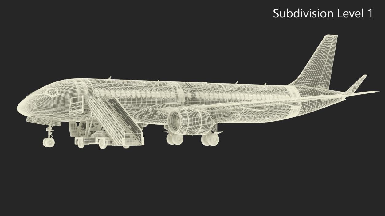 3D Airbus A220 with Passenger Boarding Stairs Car