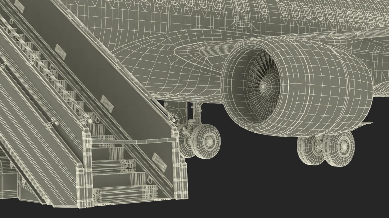 3D Airbus A220 with Passenger Boarding Stairs Car