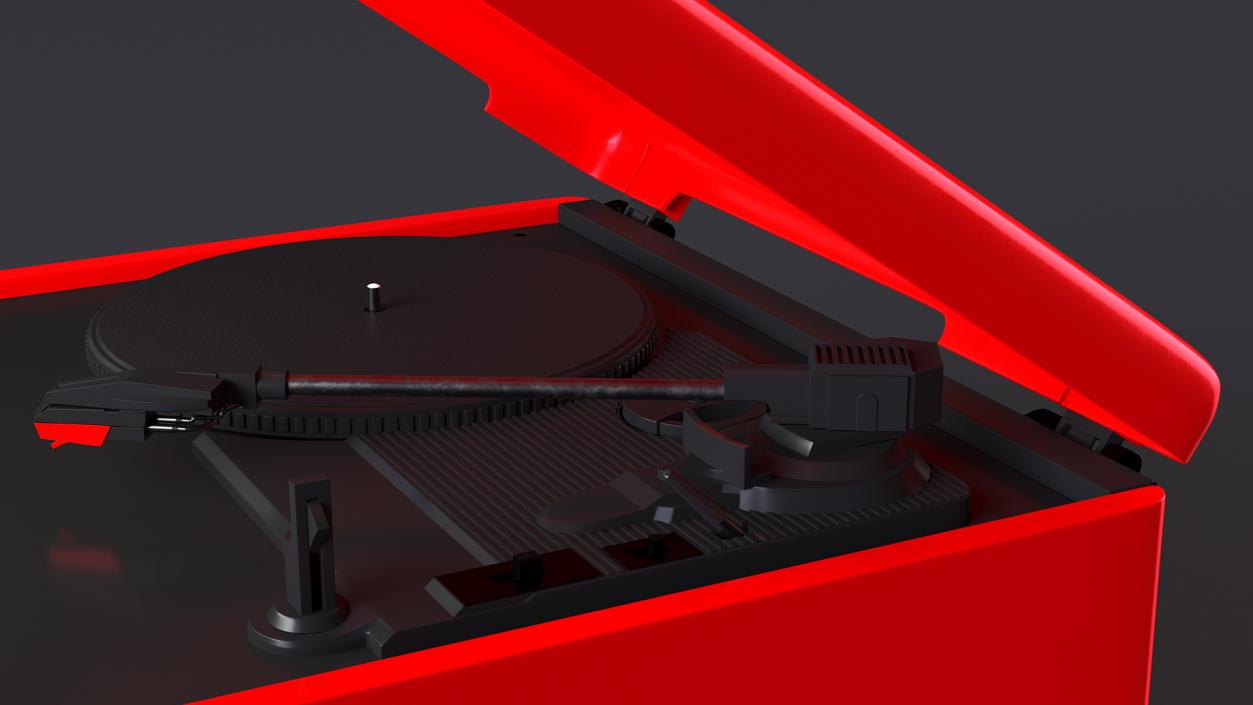 3D Victrola Red Retro Turntable model