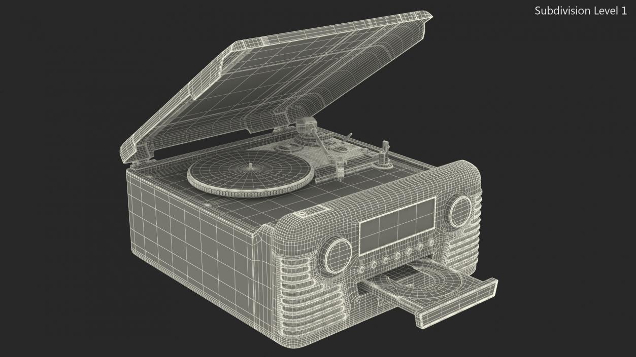 3D Victrola Red Retro Turntable model