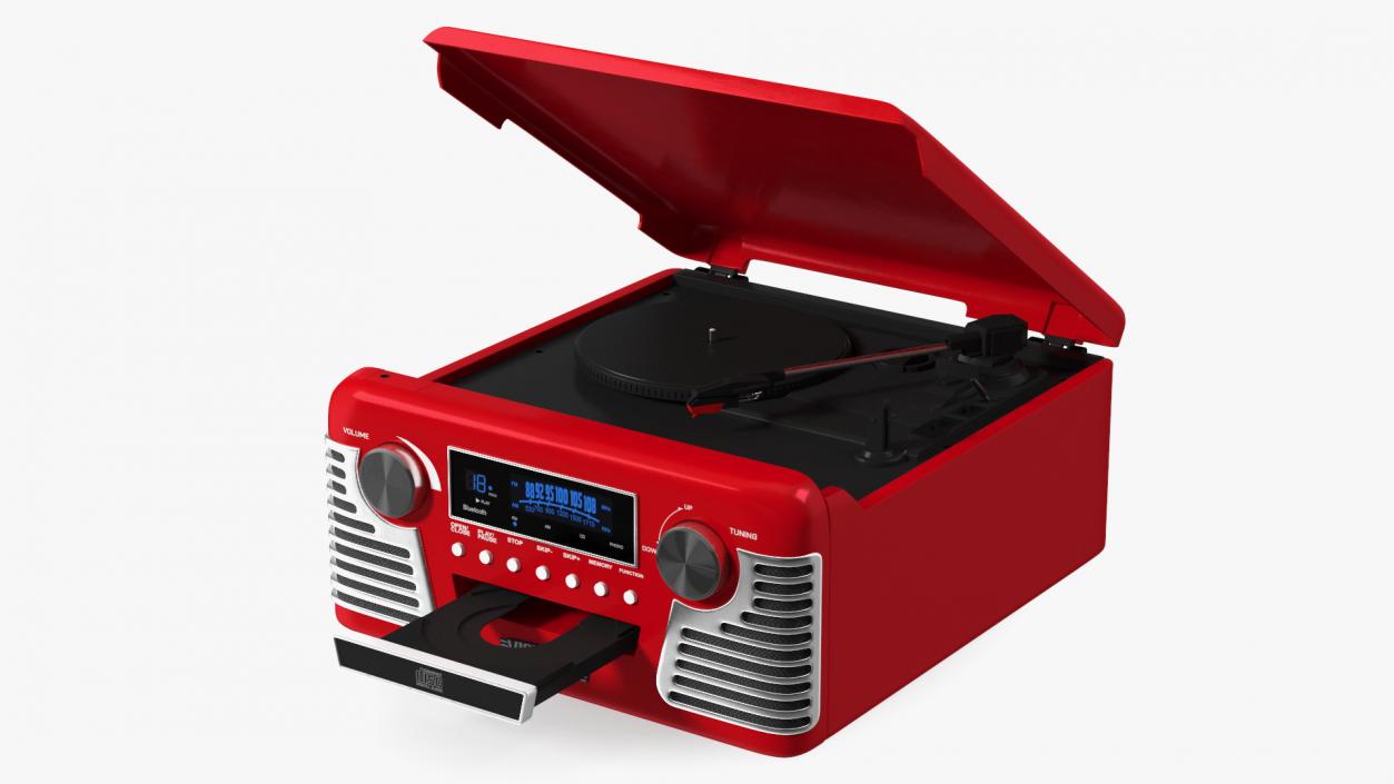 3D Victrola Red Retro Turntable model