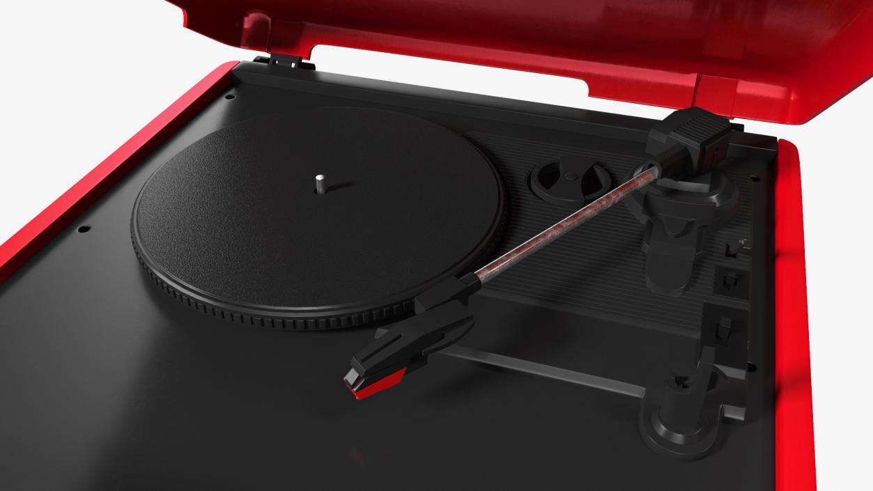 3D Victrola Red Retro Turntable model