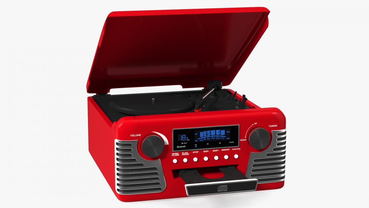 3D Victrola Red Retro Turntable model