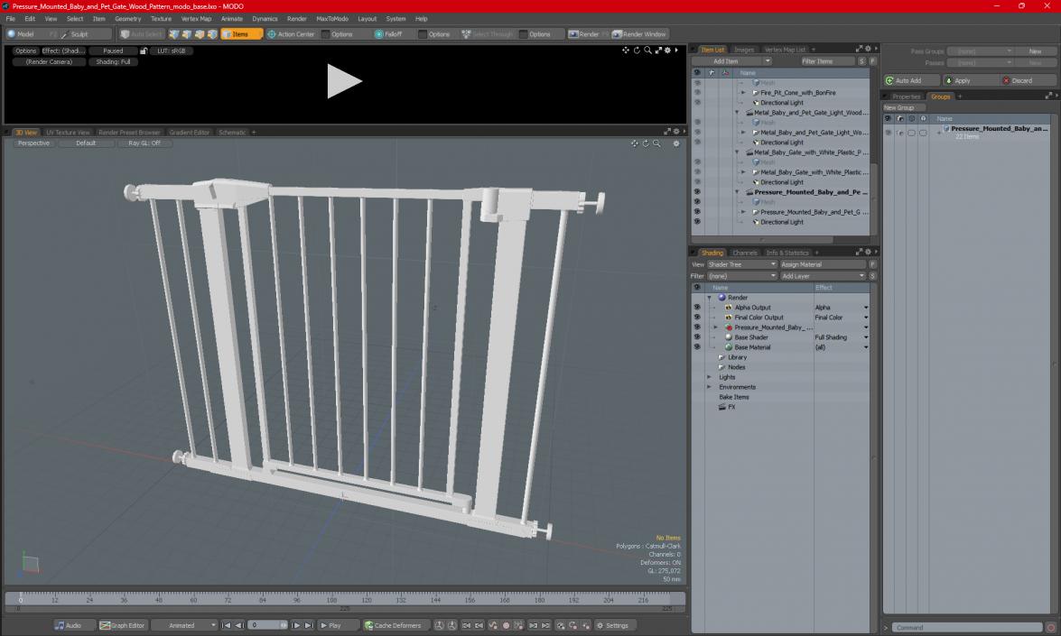 Pressure Mounted Baby and Pet Gate Wood Pattern 3D