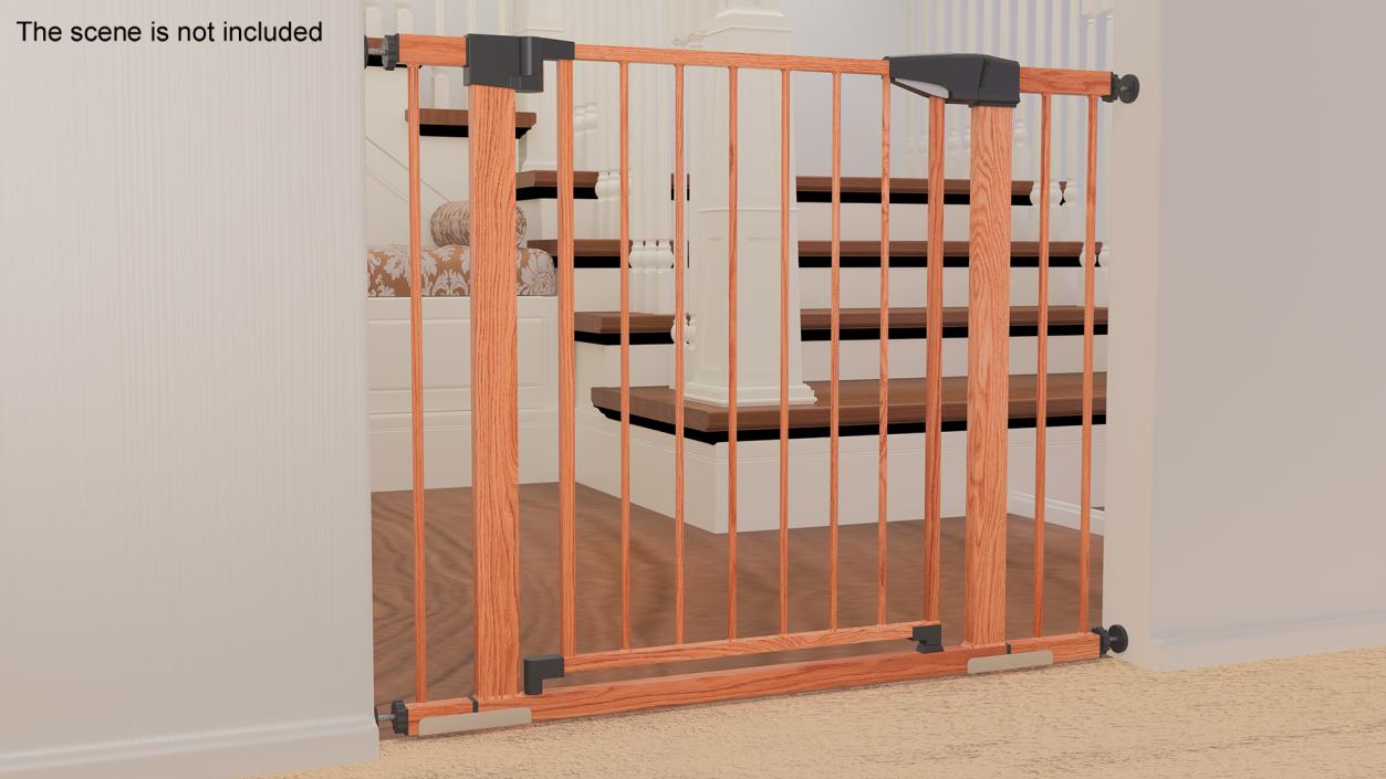 Pressure Mounted Baby and Pet Gate Wood Pattern 3D