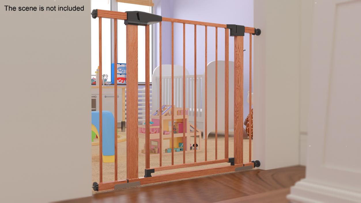 Pressure Mounted Baby and Pet Gate Wood Pattern 3D