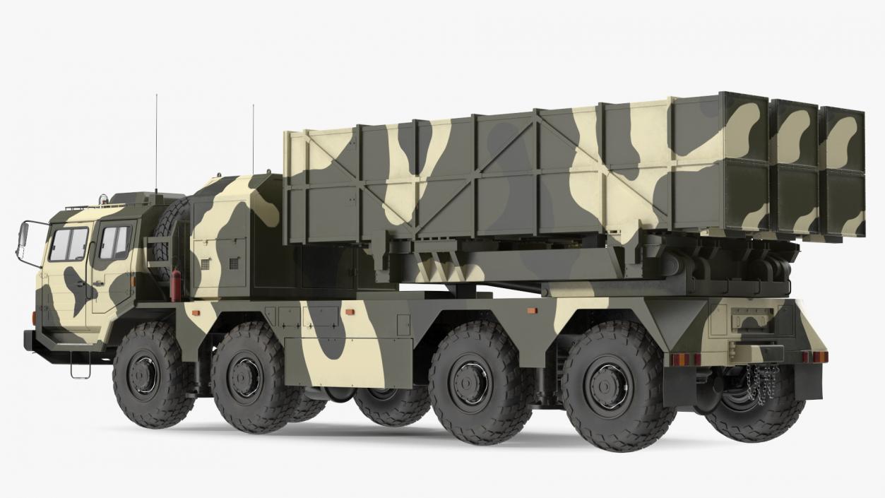 Chinese MLRS WS-2D Green Camouflage Rigged 3D