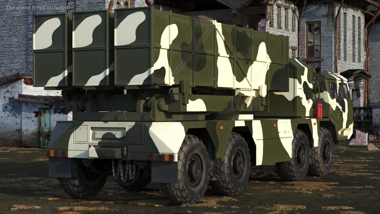 Chinese MLRS WS-2D Green Camouflage Rigged 3D