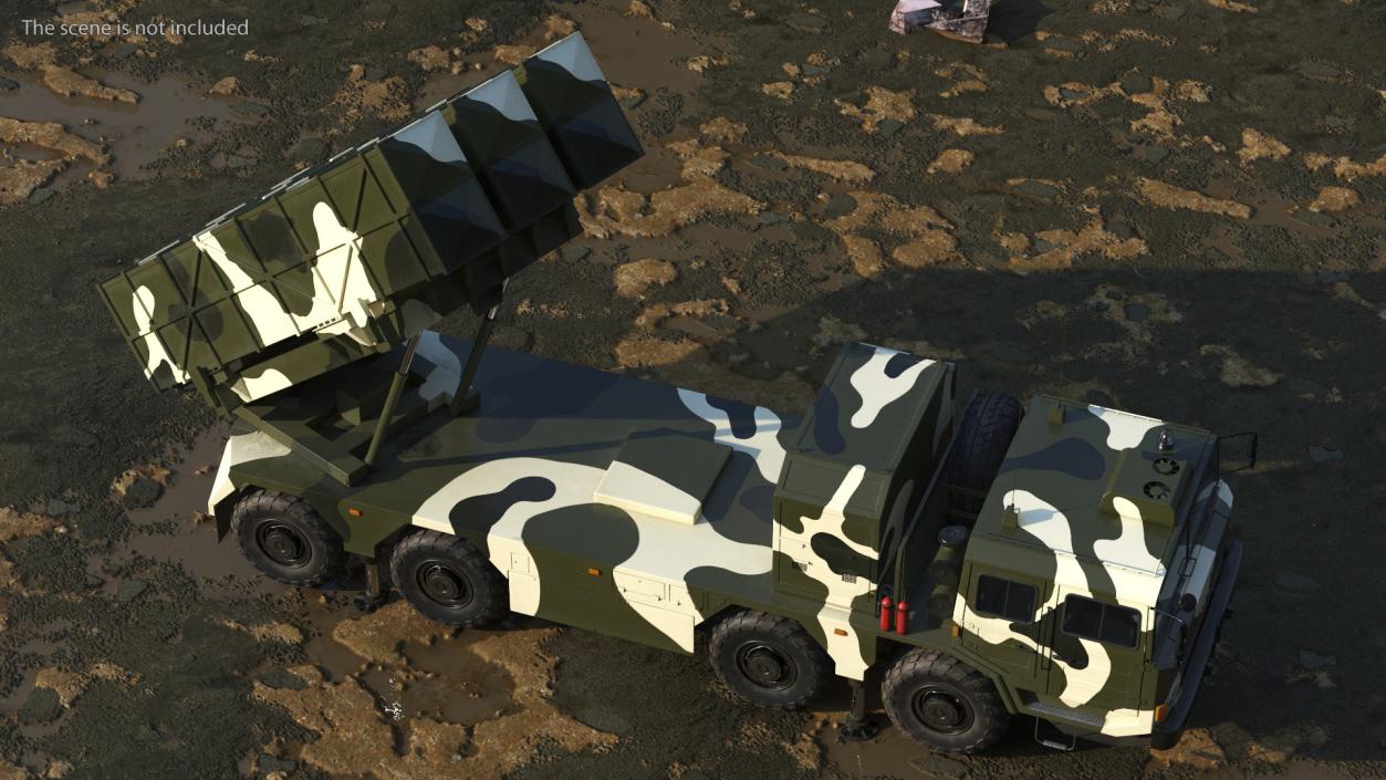 Chinese MLRS WS-2D Green Camouflage Rigged 3D