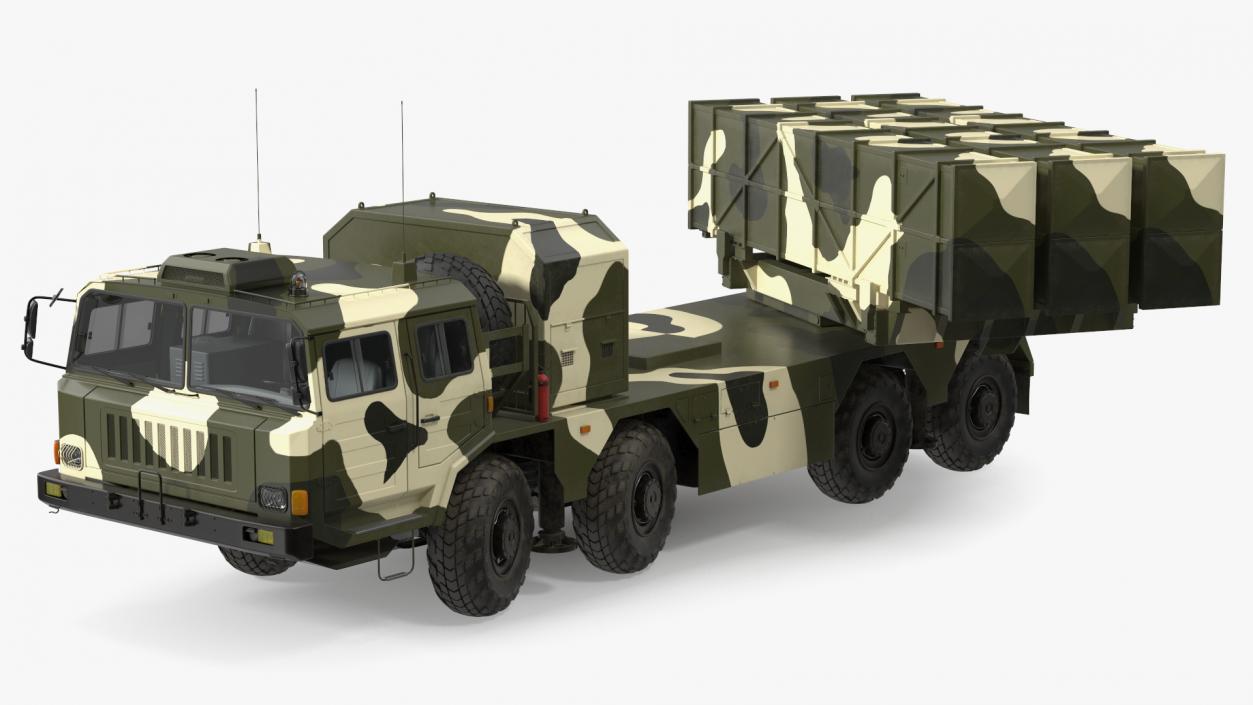 Chinese MLRS WS-2D Green Camouflage Rigged 3D