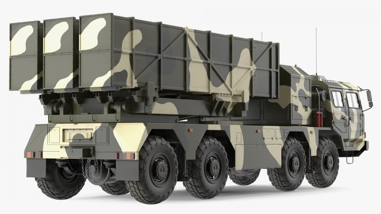 Chinese MLRS WS-2D Green Camouflage Rigged 3D