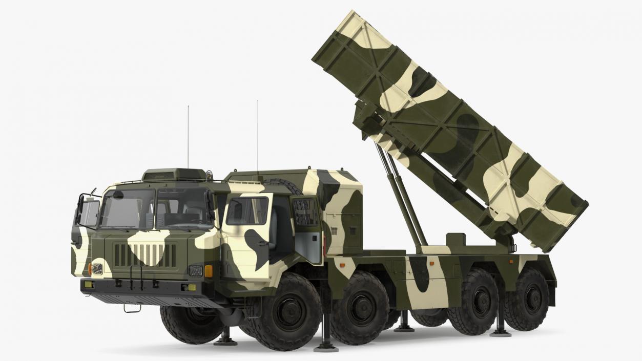 Chinese MLRS WS-2D Green Camouflage Rigged 3D