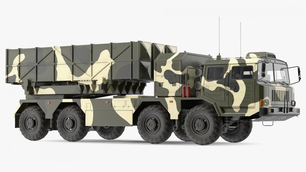 Chinese MLRS WS-2D Green Camouflage Rigged 3D