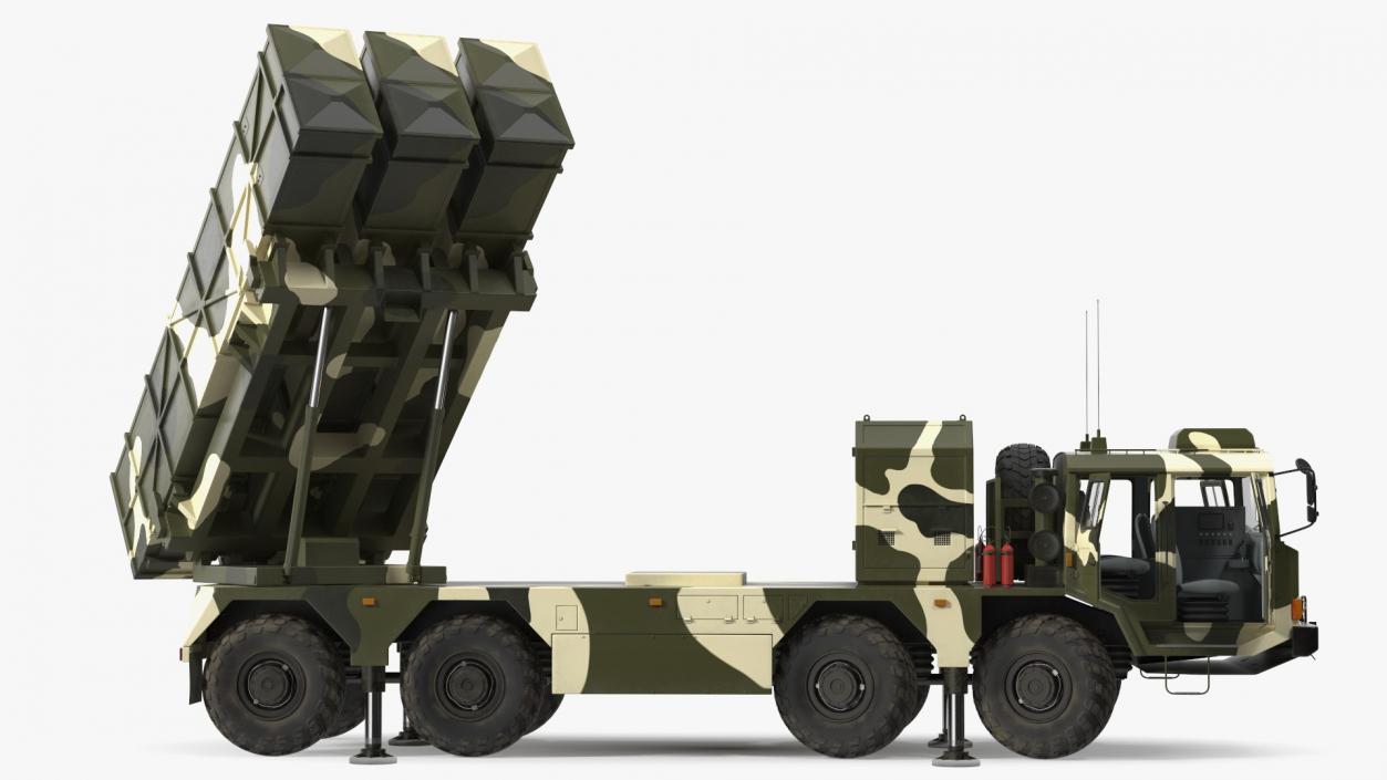 Chinese MLRS WS-2D Green Camouflage Rigged 3D