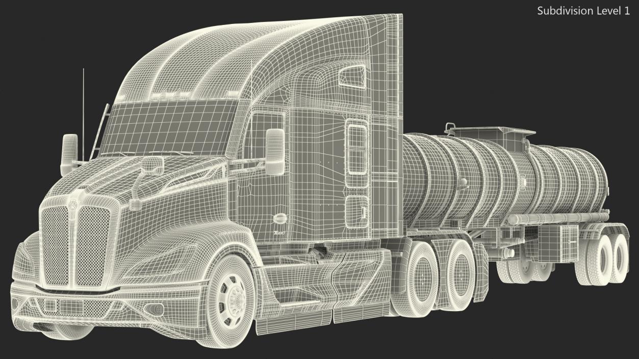 Kenworth Truck with Tanker Trailer 3D model