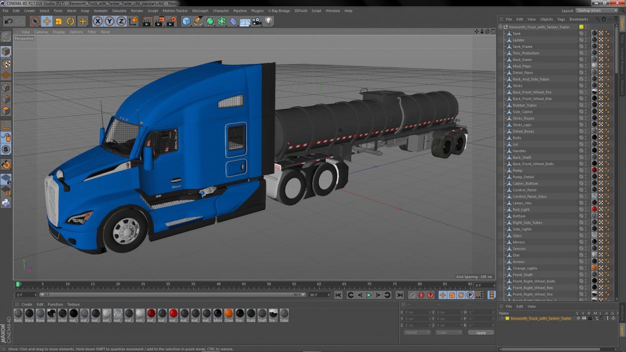 Kenworth Truck with Tanker Trailer 3D model