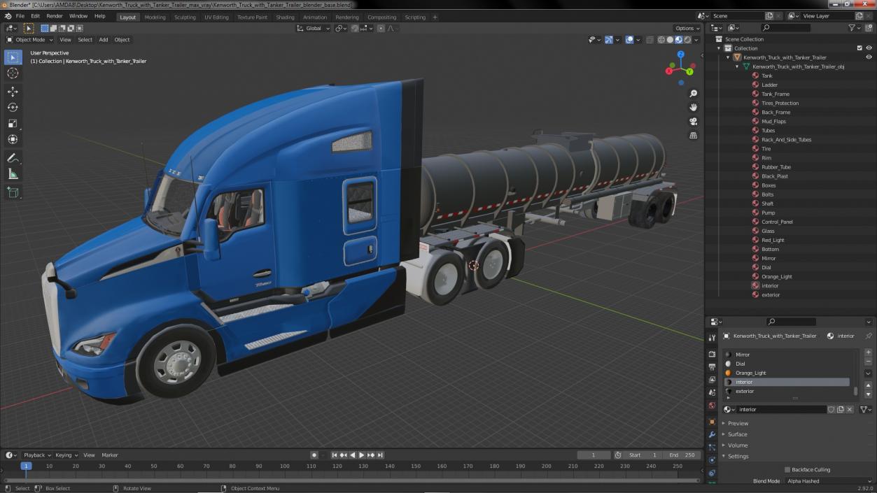 Kenworth Truck with Tanker Trailer 3D model