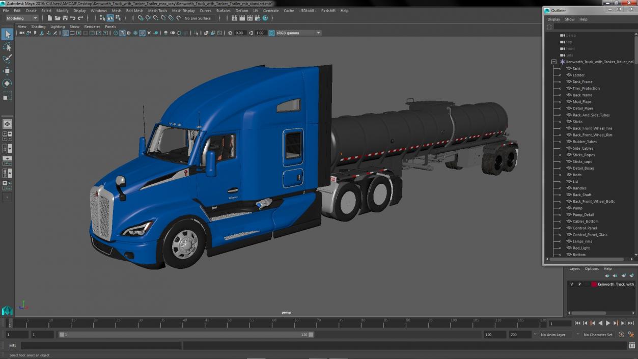 Kenworth Truck with Tanker Trailer 3D model