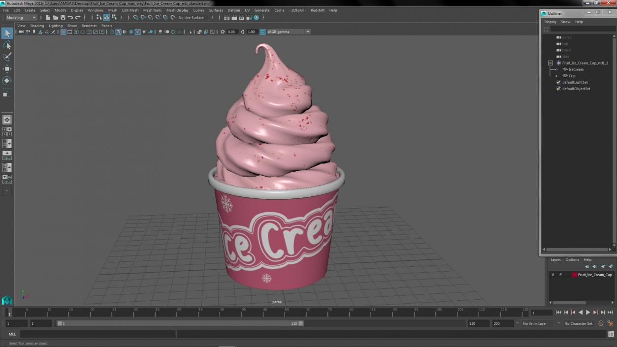 Fruit Ice Cream Cup 3D model