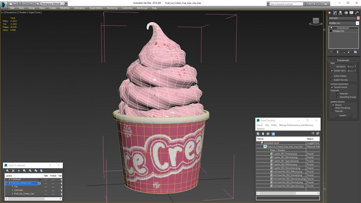 Fruit Ice Cream Cup 3D model