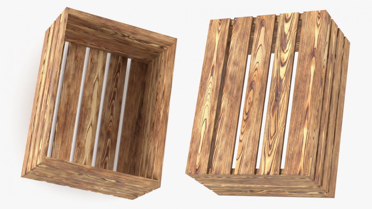 Low Small Box of Burnt Planks 3D model