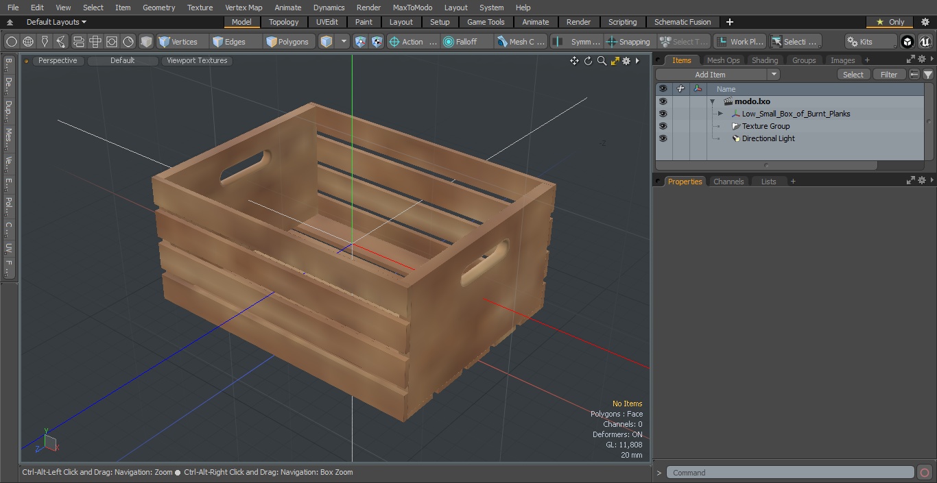 Low Small Box of Burnt Planks 3D model